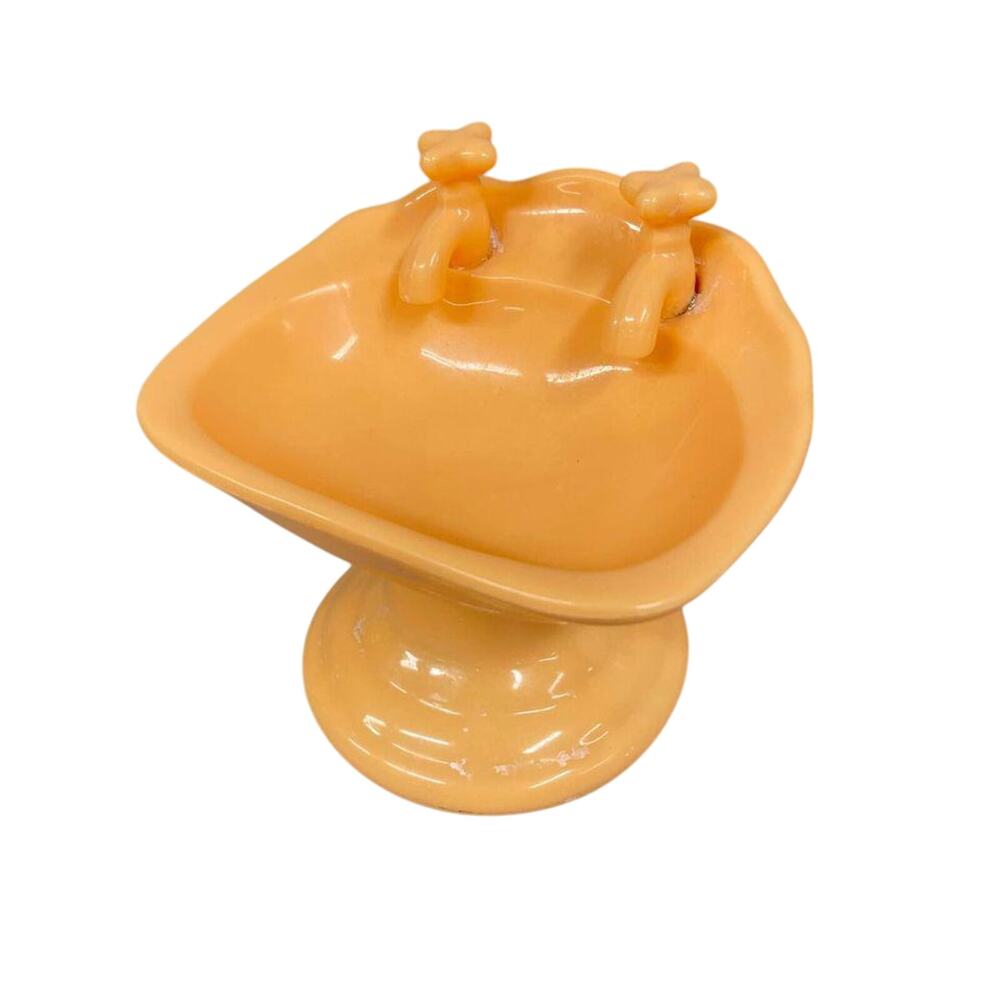 VTG Pink/Peach Sink Figurine Bar Soap Vanity Dish Hard Plastic Bathroom 90s HLNB